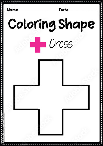 Cross coloring page for preschool, kindergarten & Montessori kids to practice visual art drawing and coloring activities to develop creativity, focus and motor skills.