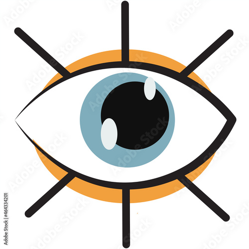Eye, abstract minimalist hand drawn vector illustration. Beautiful simple design in trendy style, doodles. Close up. Flat style. An attentive look. The all-seeing eye looks at you.