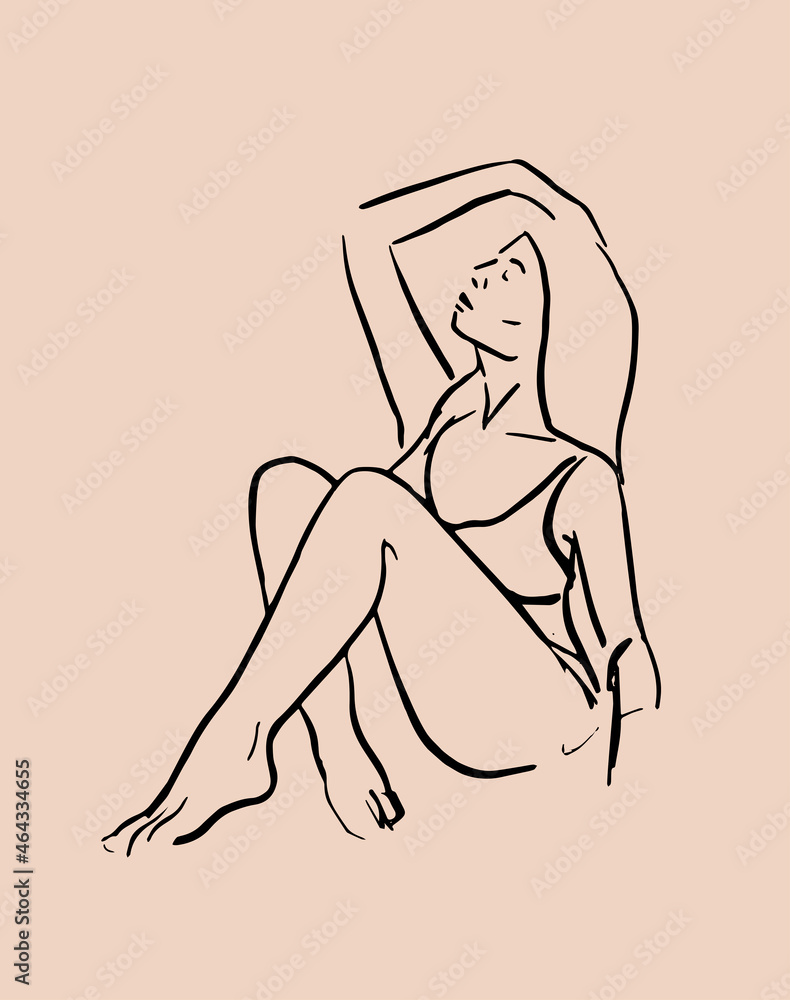 Vector illustration. Beautiful woman. The body is positive. Feminine composition. Natural shapes. Female silhouette for wall art. Modern bohemian illustrations. Elements for the fine arts. Vector illustration. Beautiful woman. The body is positive. Feminine composition. Natural shapes. Female silhouette for wall art. Modern bohemian illustrations. Elements for the fine arts.