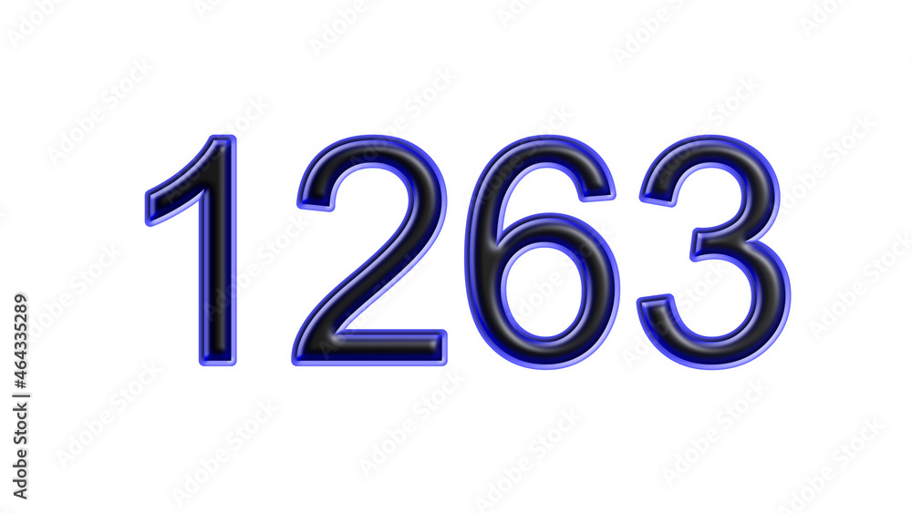 blue 1263 number 3d effect white background blue 1263 number 3d effect white background