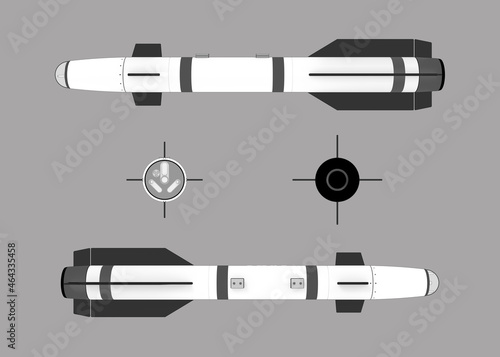 3D render of an air-to-air missile in toon processing, sketch