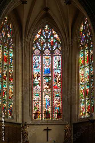 Stained glass windows in the Saint-Pierre church in Bordeaux, France