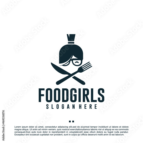 food girls ,healthy , logo design template