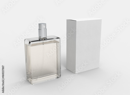3d Perfume Bottle & Paper Box Mockup