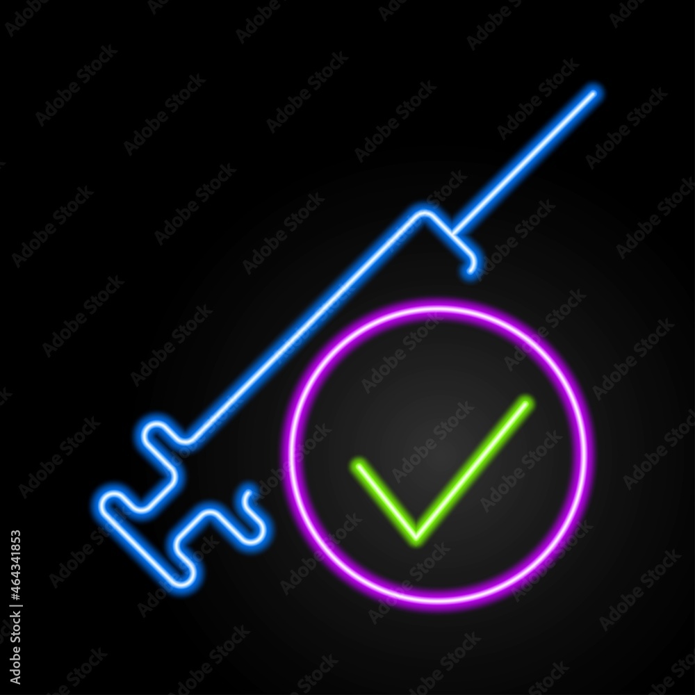 Yes vaccination neon sign, modern glowing banner design, colorful modern design trends on black background. Vector illustration. Yes vaccination neon sign, modern glowing banner design, colorful modern design trends on black background. Vector illustration.