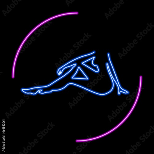 Female body neon sign, modern glowing banner design, colorful trend of modern design on black background. Vector illustration.