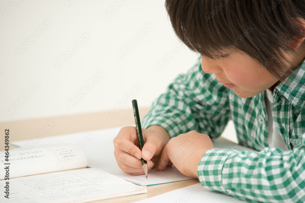 勉強する小学生男子 勉強する小学生男子