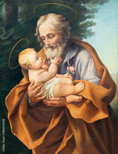 ROME, ITALY - AUGUST 31, 2021: The painting of St. Joseph in the chruch Chiesa San Bernardo alle Terme by unknown artist. photo