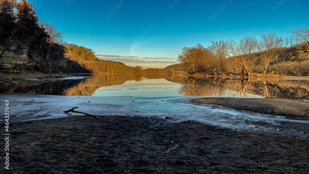 Frozen river bank