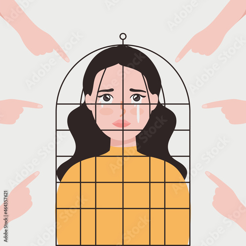 woman in a cage illustration