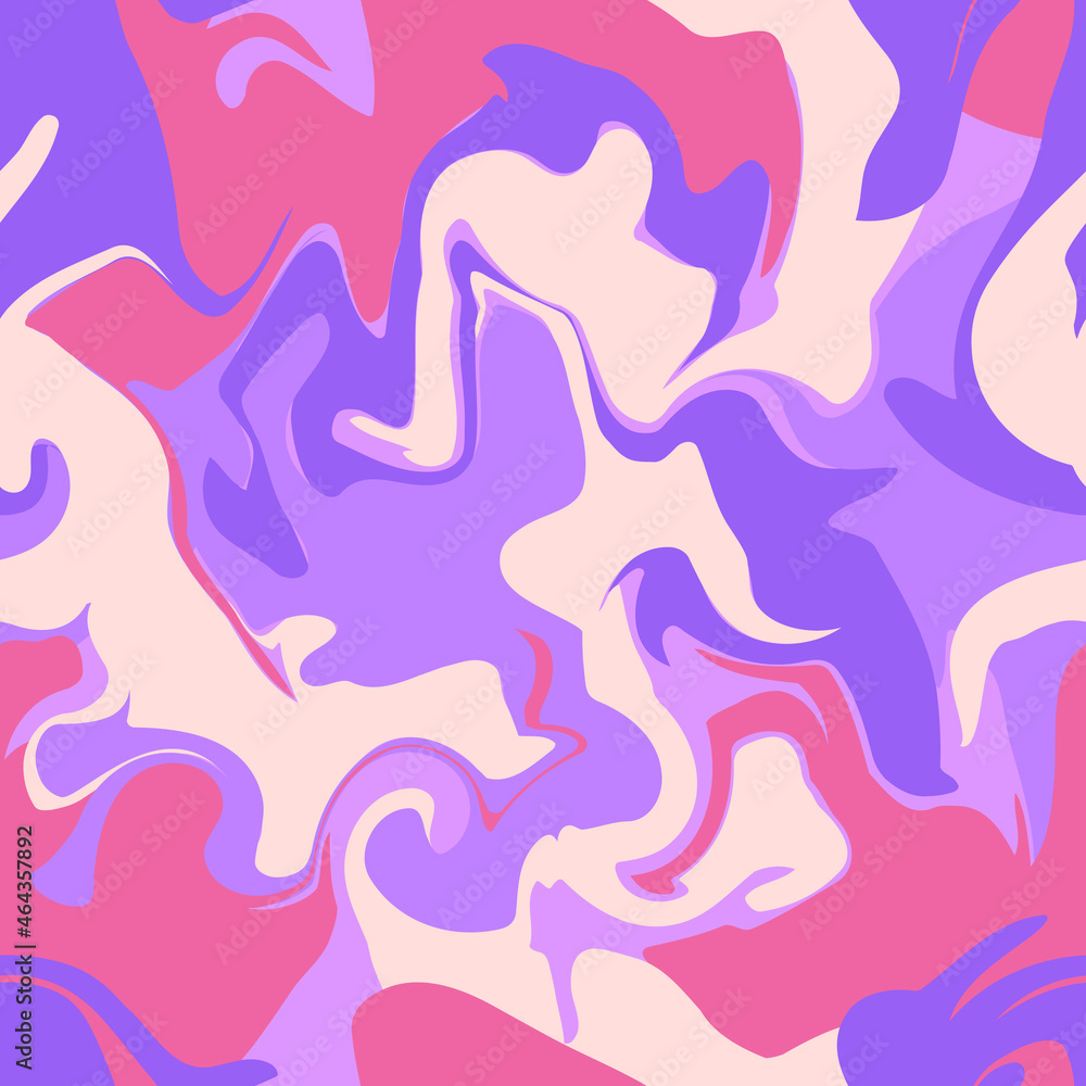 Seamless marble vector pattern. Colorful abstract swirl texture, liquid acrylic background in purple colors. Texture for print, fabric, textile, wallpaper.