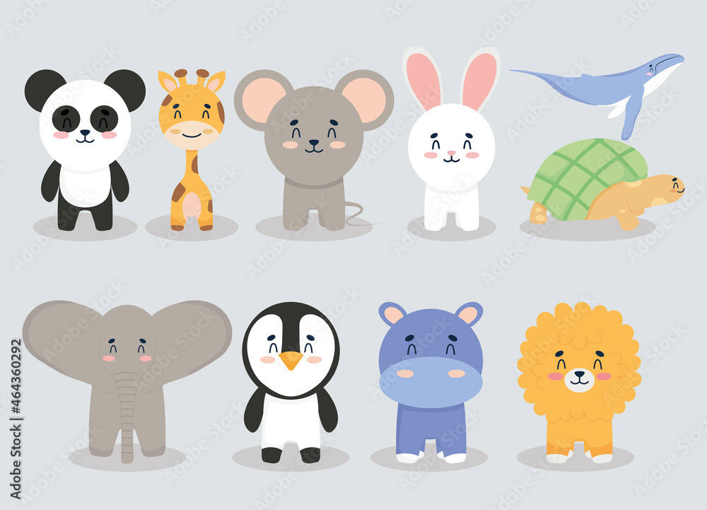 Obraz premium cute animals icon set