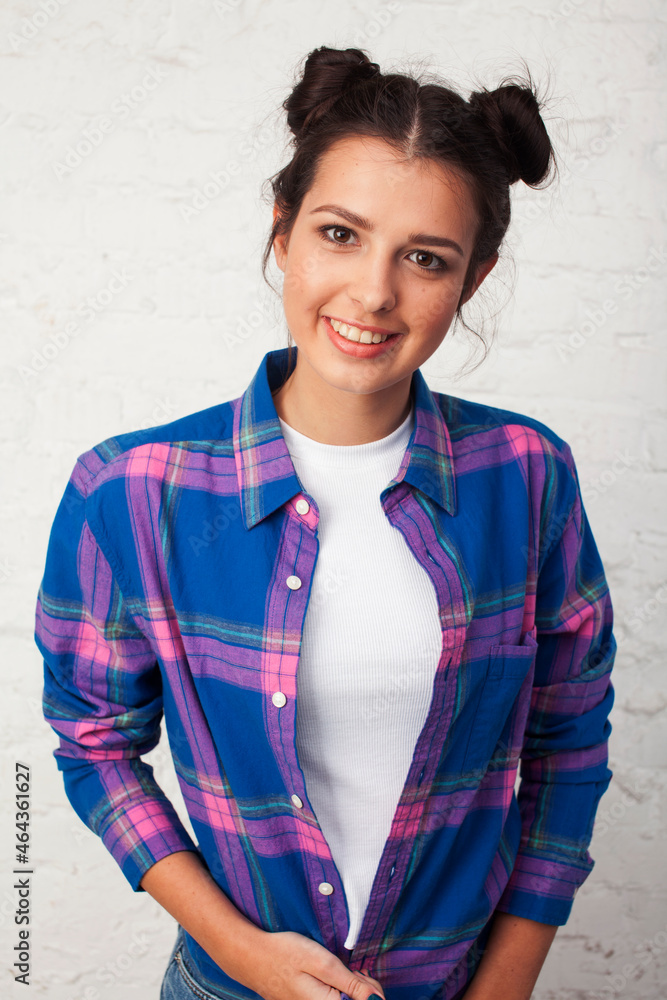 young pretty stylish hipster girl posing emotional isolated on white background happy smiling cool smile, lifestyle people concept young pretty stylish hipster girl posing emotional isolated on white background happy smiling cool smile, lifestyle people concept