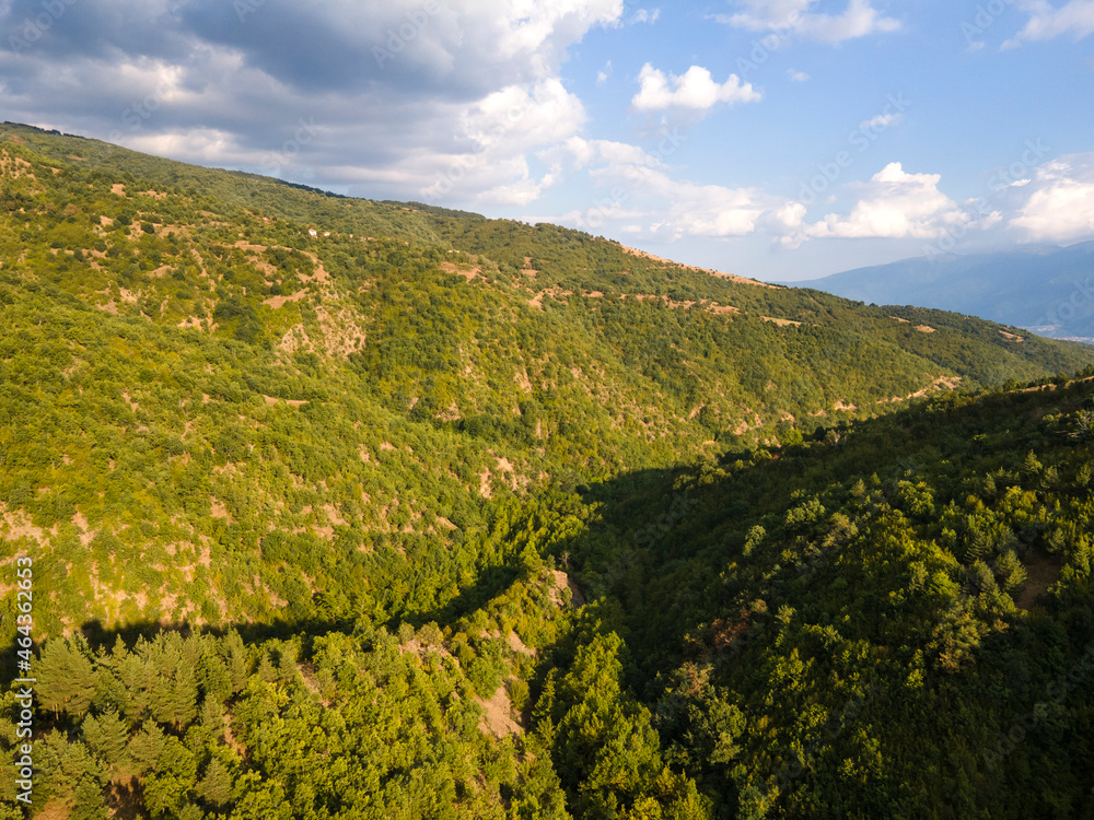 Aerial sunset view of Ograzhden Mountain, Bulgaria Aerial sunset view of Ograzhden Mountain, Bulgaria