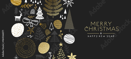 Christmas New Year gold luxury winter icon card
