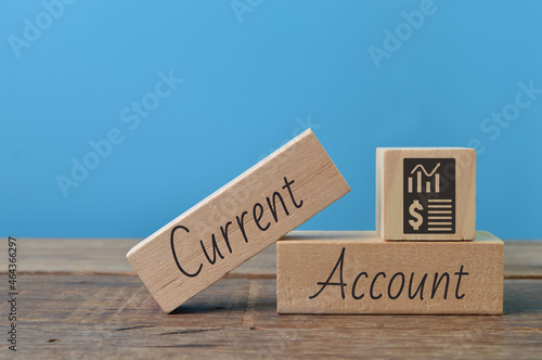 Wallpaper Mural Wooden blocks with graph symbol and text CURRENT ACCOUNT Torontodigital.ca