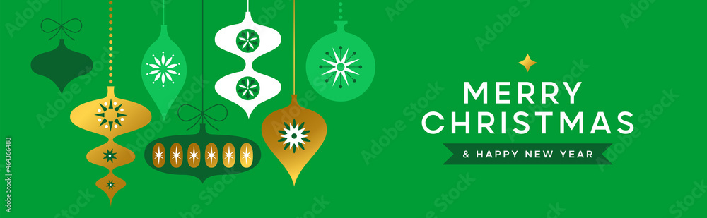 Fototapeta premium Christmas New Year gold folk art bauble banner