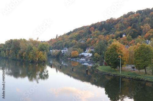 Würzburg: Blick auf den Main. Herbstlandschaft. Herbstlicht.