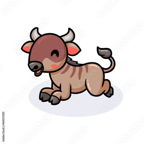 Cute little wildebeest cartoon lying down