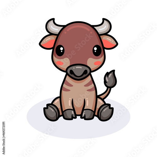 Cute little wildebeest cartoon sitting