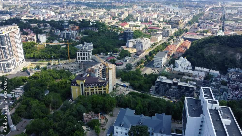 A breathtaking view of Nizhniy Val in Kyiv on a sunny weather from top down view A breathtaking view of Nizhniy Val in Kyiv on a sunny weather from top down view