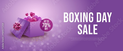 Realistic boxing day sale banner concept on purple theme