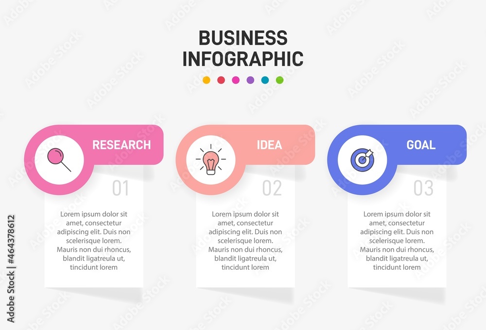 Concept of arrow business model with 3 successive steps. Three colorful graphic elements. Timeline design for brochure, presentation. Infographic design layout. Concept of arrow business model with 3 successive steps. Three colorful graphic elements. Timeline design for brochure, presentation. Infographic design layout.