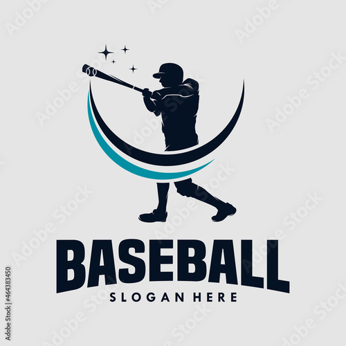 Photography baseball players vector silhouettes logo design