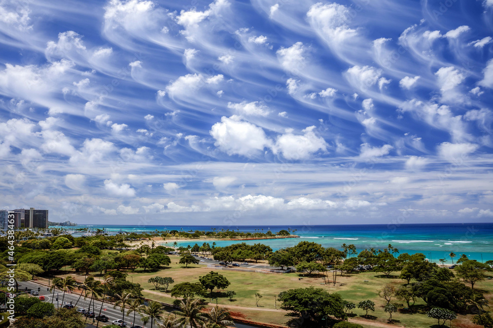Cirrus Clouds at Ala Moana Park  Honolulu, Hawaii USA