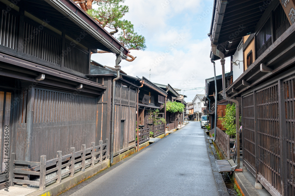 View of old and traditional street in Takayama city, Gifu, Japan