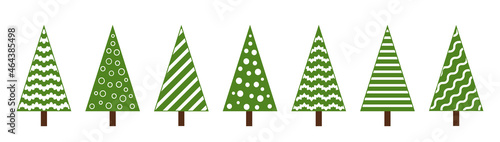 Set of vector graphic christmas trees. New Year's tree icon. Isolated elements on white background.
