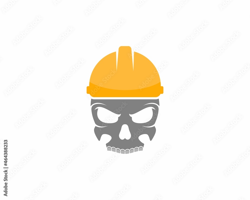 Skull head with safety worker helmet Skull head with safety worker helmet