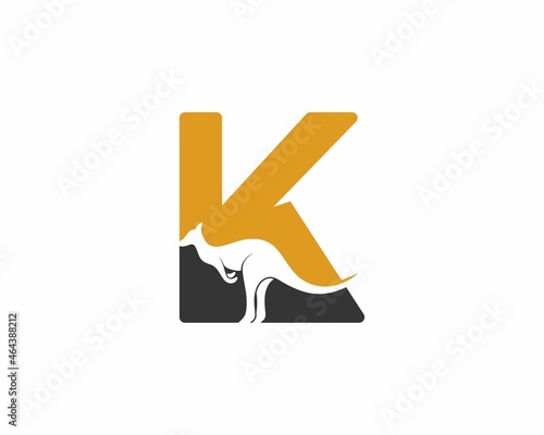 K Letter with kangaroo in the middle