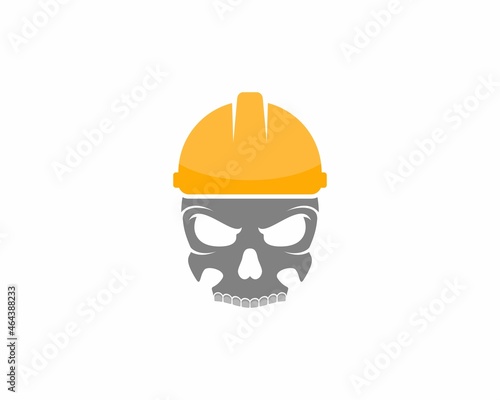 Skull head with safety worker helmet