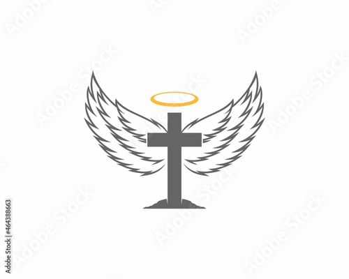 Christian cross with spread wings illustration