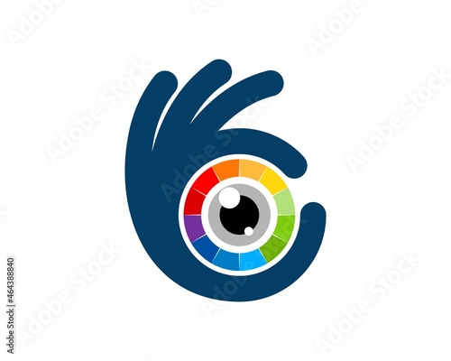 Hand with OK symbol and rainbow lens camera inside Free Download Hand with OK symbol and rainbow lens camera inside - GFXLoad