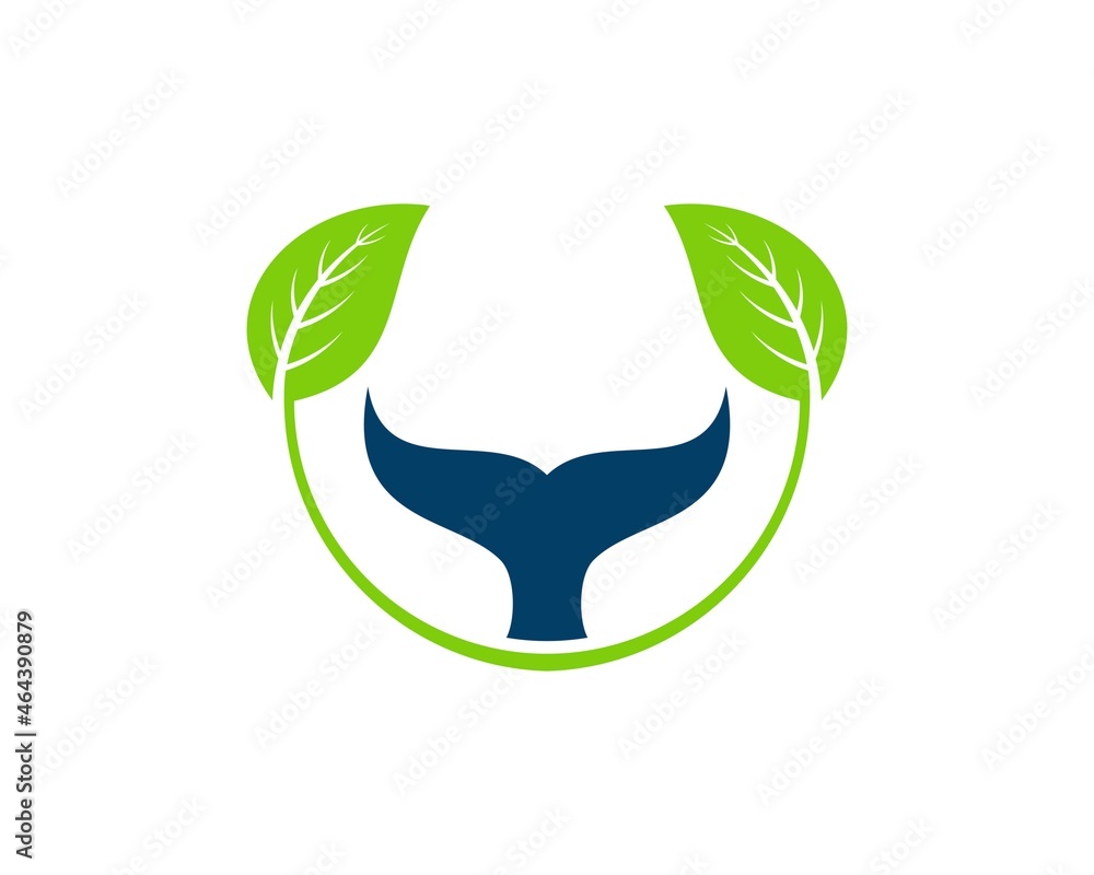 Circular leaf with whale tail inside Circular leaf with whale tail inside