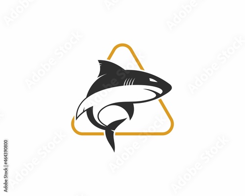 Shark in the triangle illustration logo