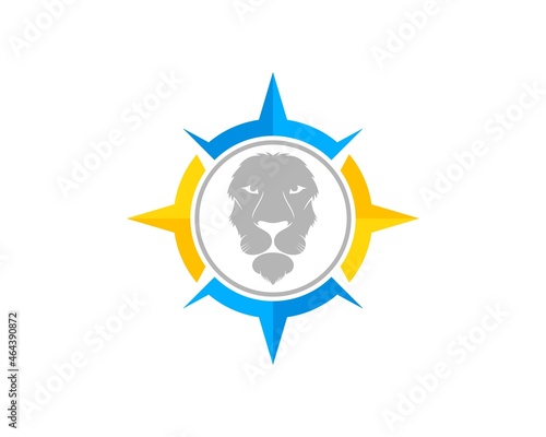 Modern compass with lion head inside