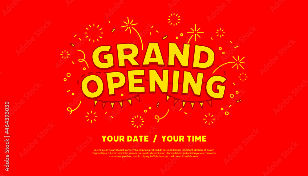 Grand opening ceremony banner template. Advertising design for social network vector.