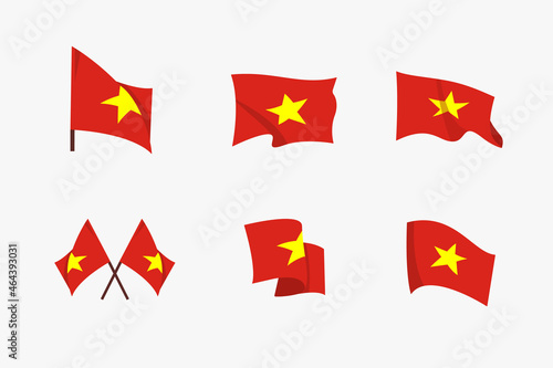 Set of waving flags of Vietnam in flat design