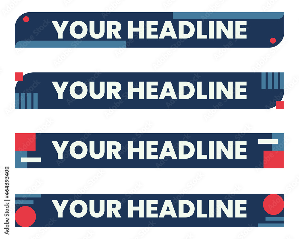 Set of lower third news template in flat style for television broadcasting Set of lower third news template in flat style for television broadcasting