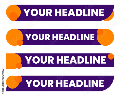 Set of lower third news template in flat style for television broadcasting