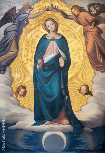 ROME, ITALY - AUGUST 28, 2021: The Immaculate Conception paint in church Chiesa della Trinita dei Monti by Phillip Veit (1830) . photo