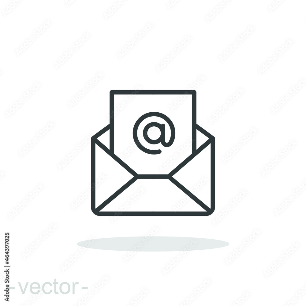 Email icon. Simple outline style. Mail, newsletter, thin line, letter, symbol, pictogram, address, open message send concept. Vector illustration isolated on white background. Editable stroke EPS 10 Email icon. Simple outline style. Mail, newsletter, thin line, letter, symbol, pictogram, address, open message send concept. Vector illustration isolated on white background. Editable stroke EPS 10