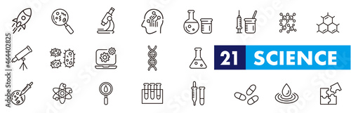Science scientific line icons set collection vector illustration.