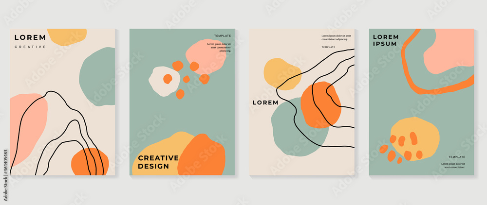 Social media Posts and Stories Template, textures and shapes for Organic design cover, Linocut Elements , invitation, wall arts, creative minimal trendy style Vector illustration.