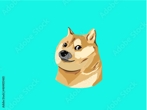 just cute doge smiling blue background