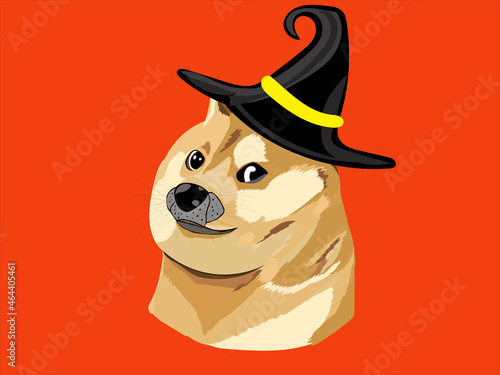 doge smile with Halloween hat