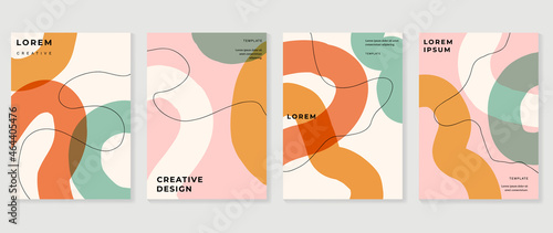 Social media Posts and Stories Template, textures and shapes for Organic design cover, Linocut Elements , invitation, wall arts, creative minimal trendy style Vector illustration.